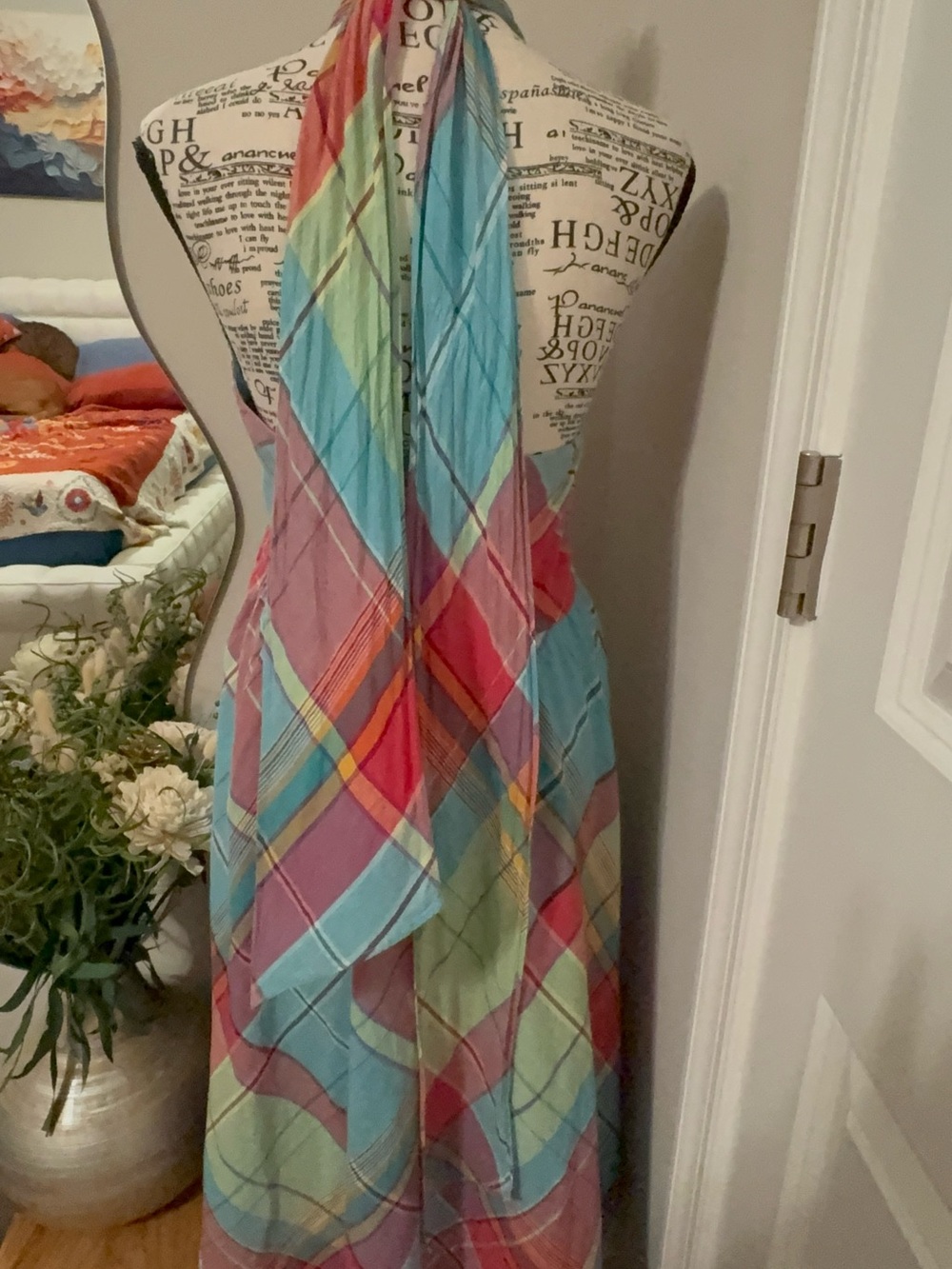 Ralph Lauren Handwoven Madras Cotton Wrap Maxi Skirt Convertible Dress - Picture 4 of 12